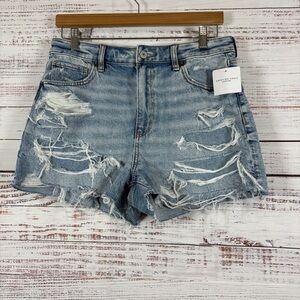 American Eagle Strigid Distressed Light Wash Denim Shorts